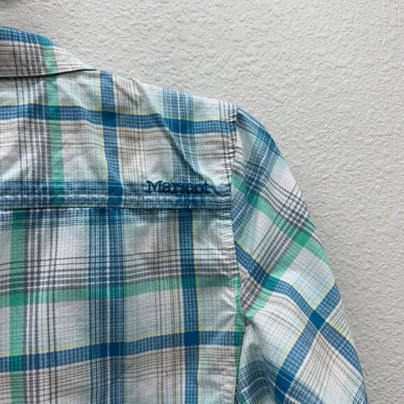 Marmot Plaid Long Sleeve Button Up Shirt w Pockets Womens size Medium - Picture 7 of 8